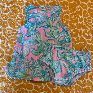 Lilly Pulitzer Claudia Dress Pink off the Scales Kids Matching Set